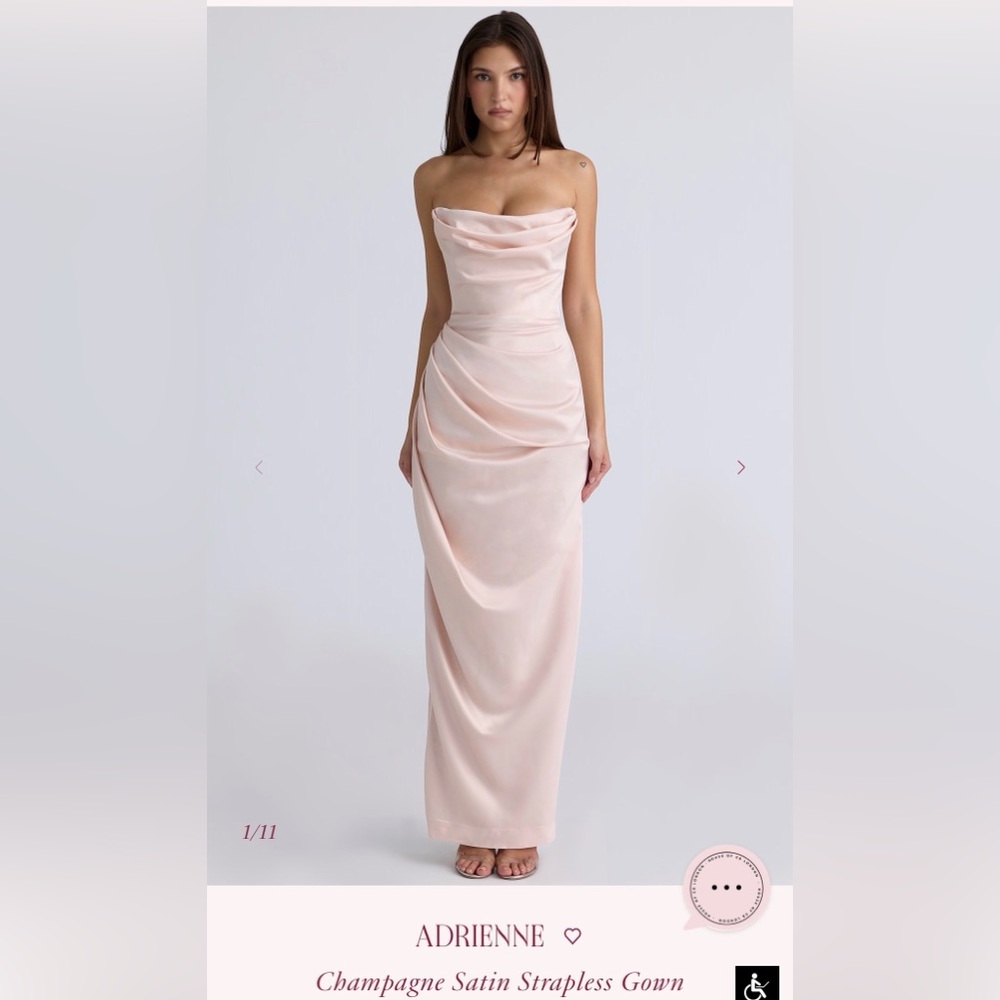 House of CB Adrienne Strapless Gown in Champagne